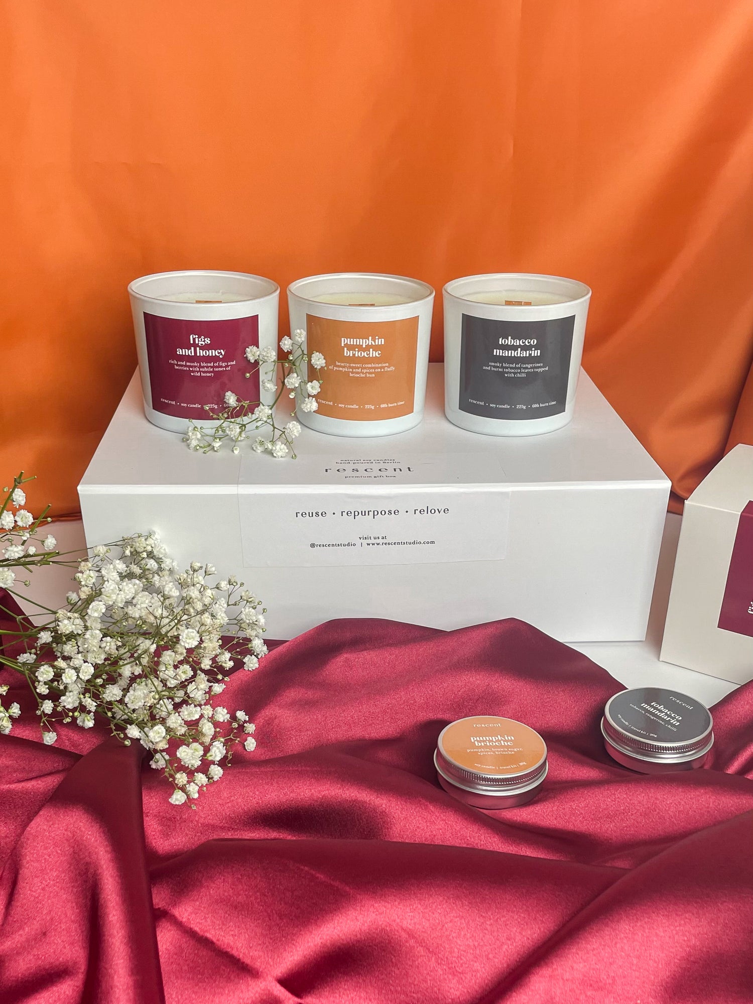 Soy Candles Gift Set │ Cozy Nights Bundle 2+1 │ Figs &amp; Honey, Pumpkin Brioche, Tobacco Mandarin