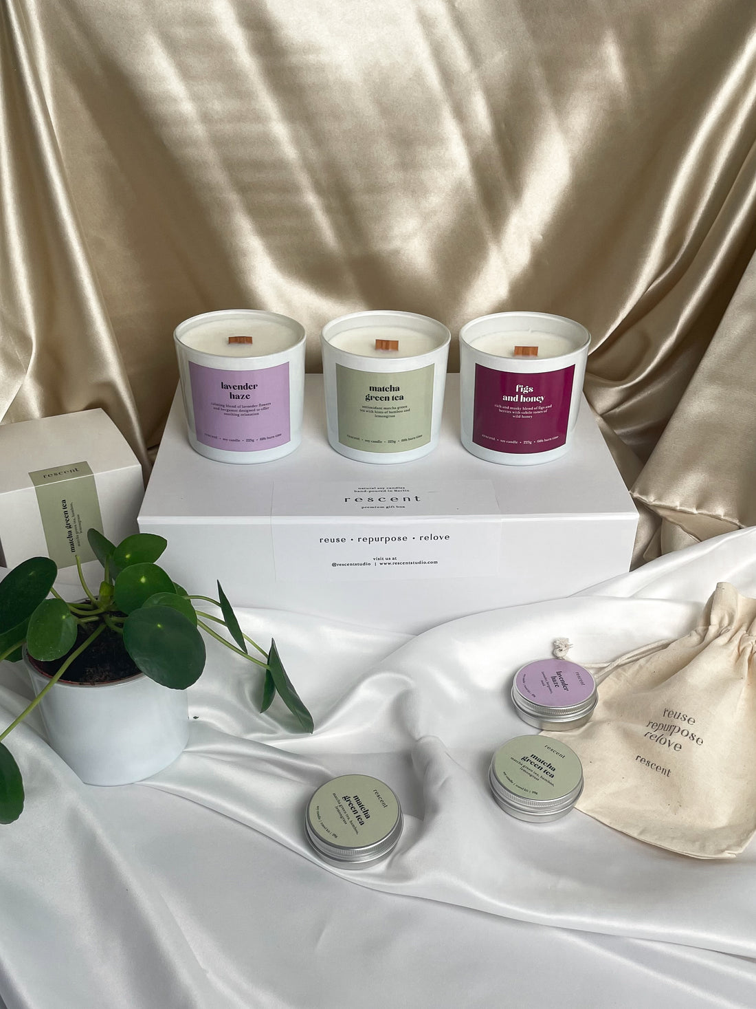 Soy Candles Gift Set │ The Minimalist Bundle 2+1 │ Lavender Haze, Matcha Green Tea, Figs &amp; Honey